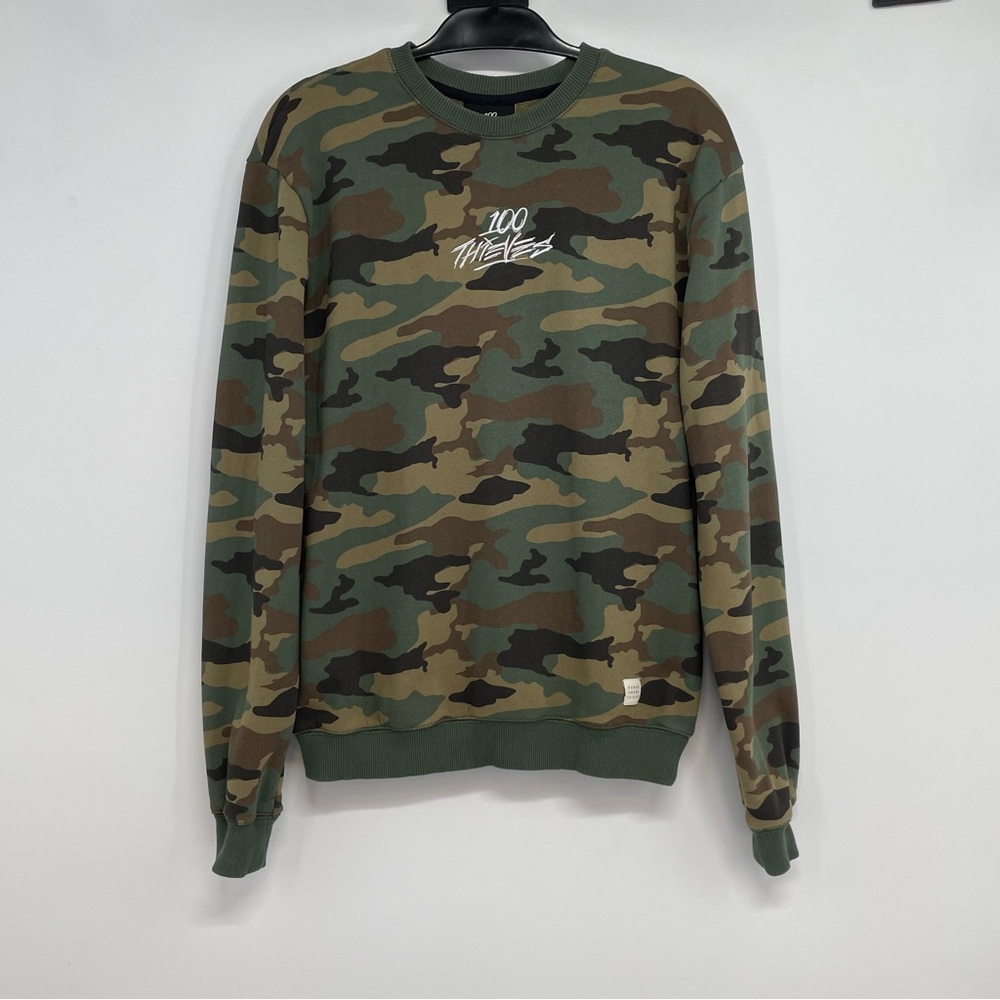 RARE 100 THIEVES WOODLAND CREWNECK Size S CAMO Sweatshirt